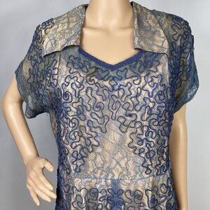 Vtg 50s *Flawed* Soutache Lace Dress Size L / XL Slim-U-Ette Abbate Swift